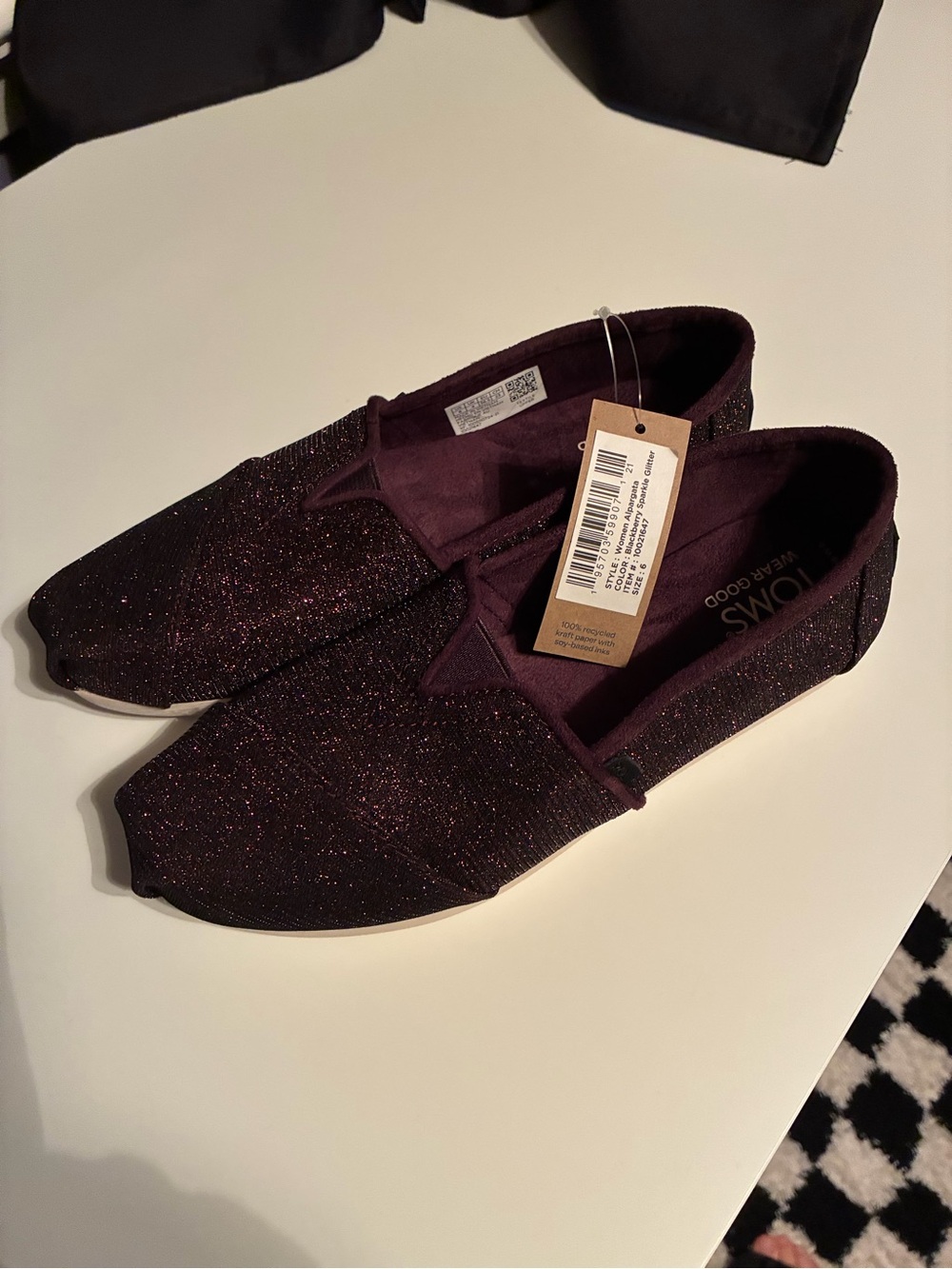 TOMS Classic Slip-On Shoes in Sparkling Burgundy
